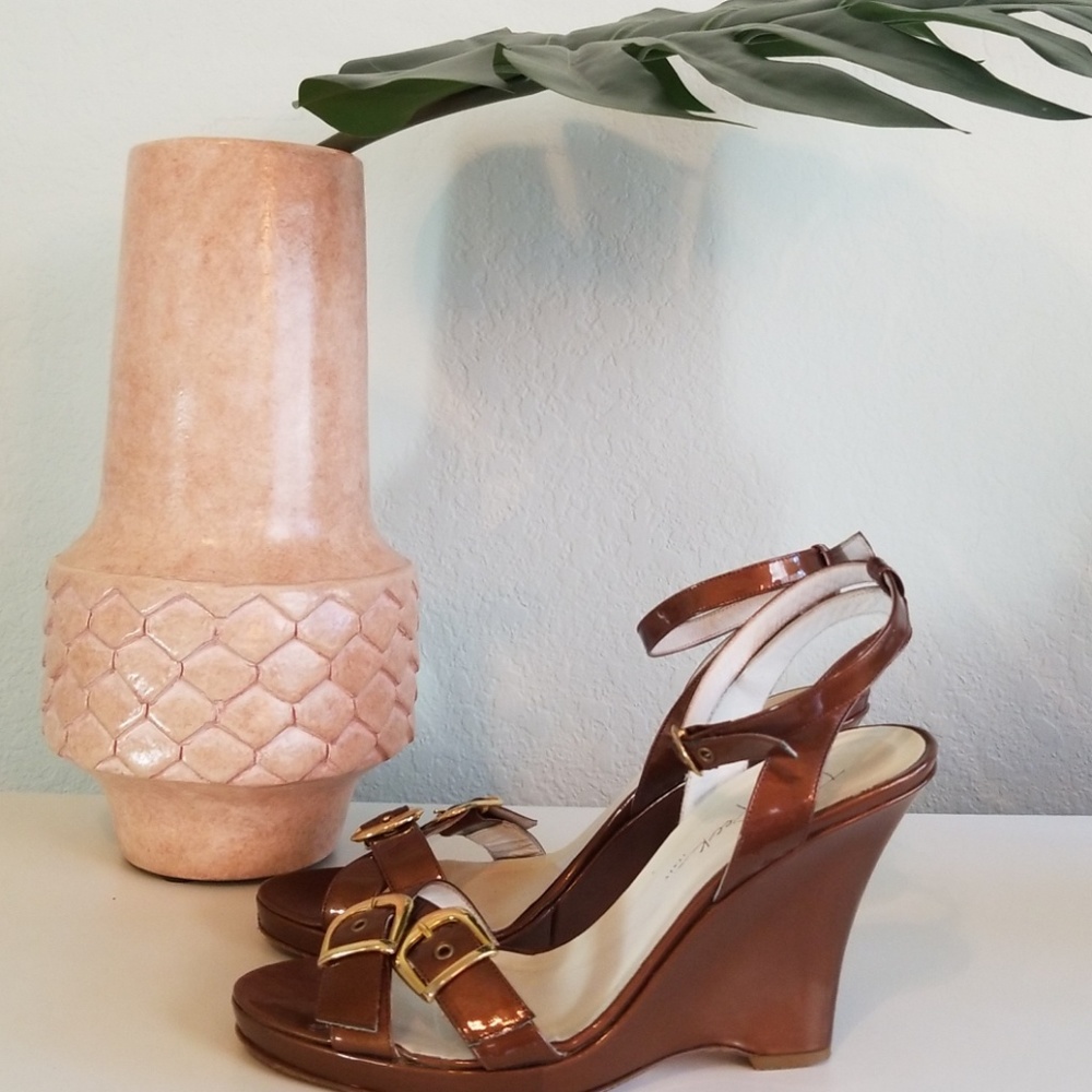 Terne Peck Bronze Patent Leather Wedges